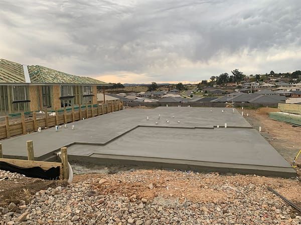Home New home concrete house slab poured on the Gold Coast