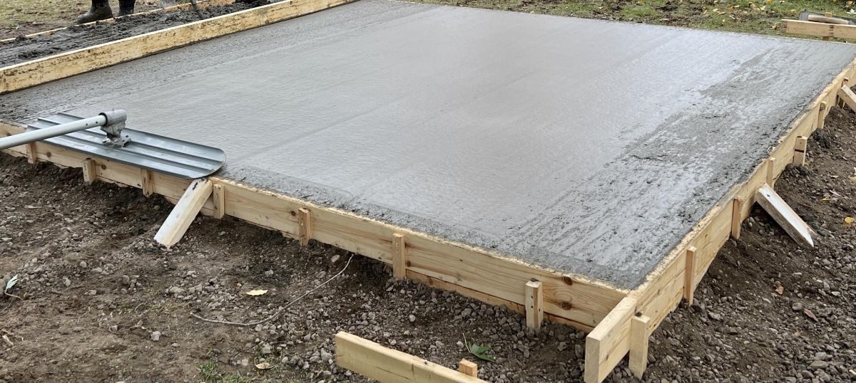 Home Concrete shed slab with formwork prepared