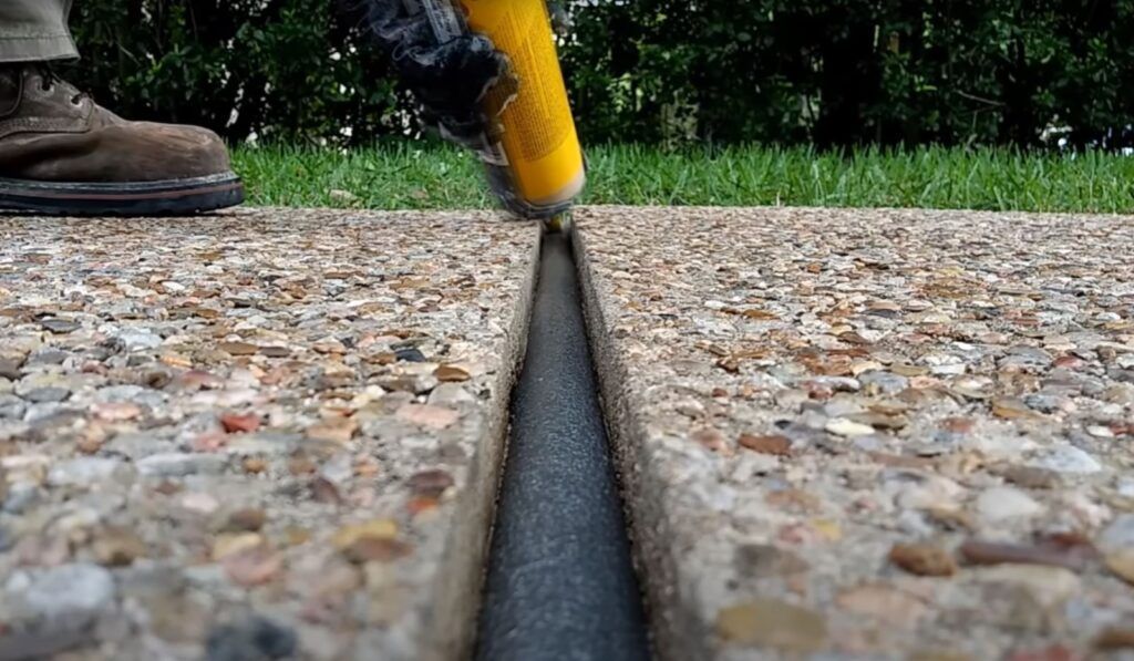 Home Exposed aggregate concrete driveway with expansion joints